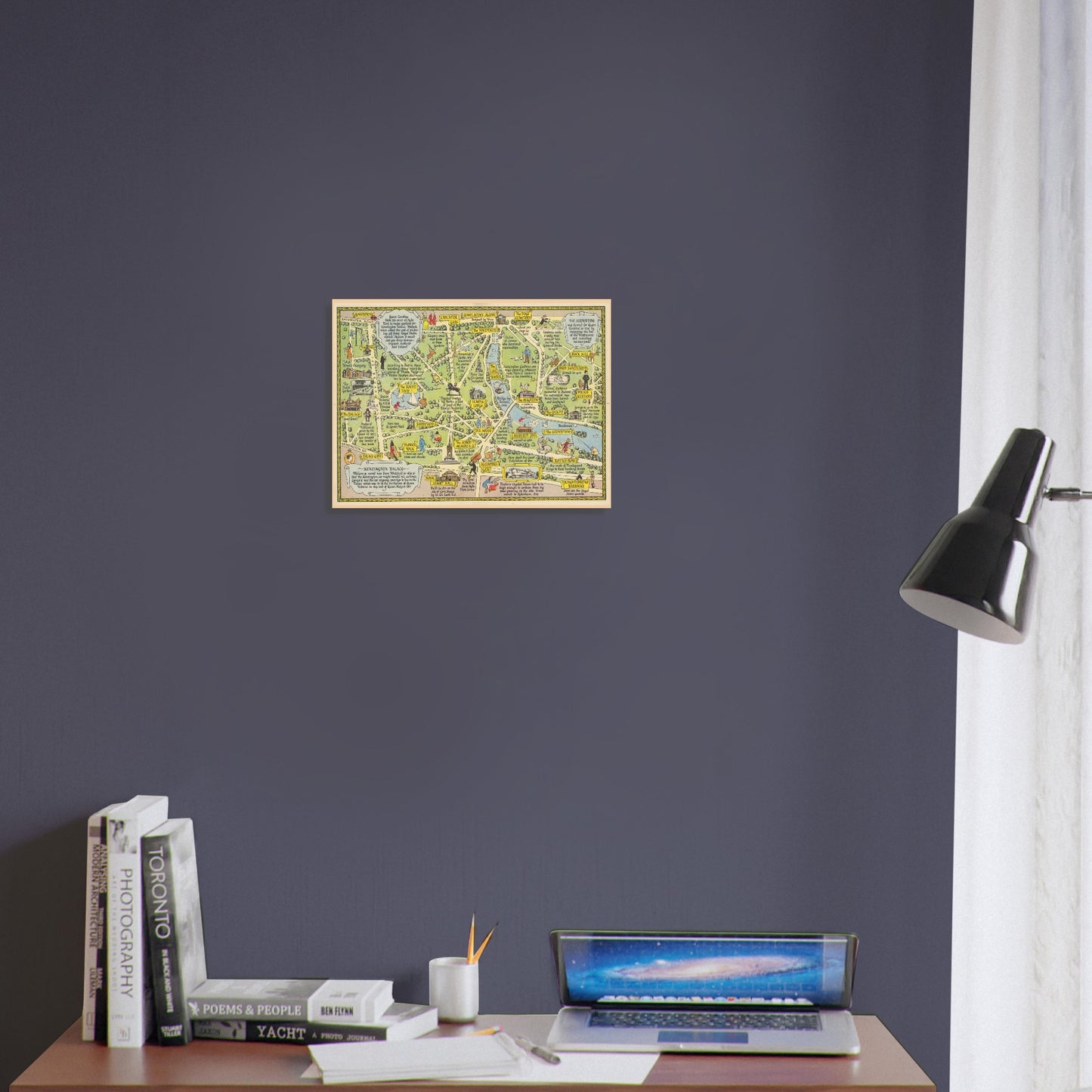Pictorial Britain landscape print of Kensington Gardens and Hyde Park